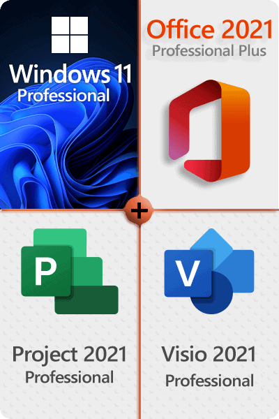 Windows 11 Professional + Project 2021 Professional + Office 2021 Professional + Visio 2021  Professional